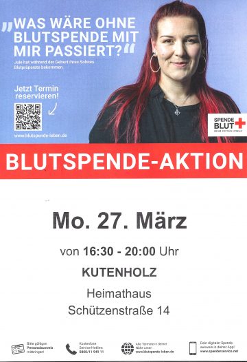 Blutspendeaktion vom DRK-Ortsverein Kutenholz am27.3.23