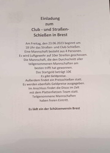 Flyer Club- u. Straßen-Schießen